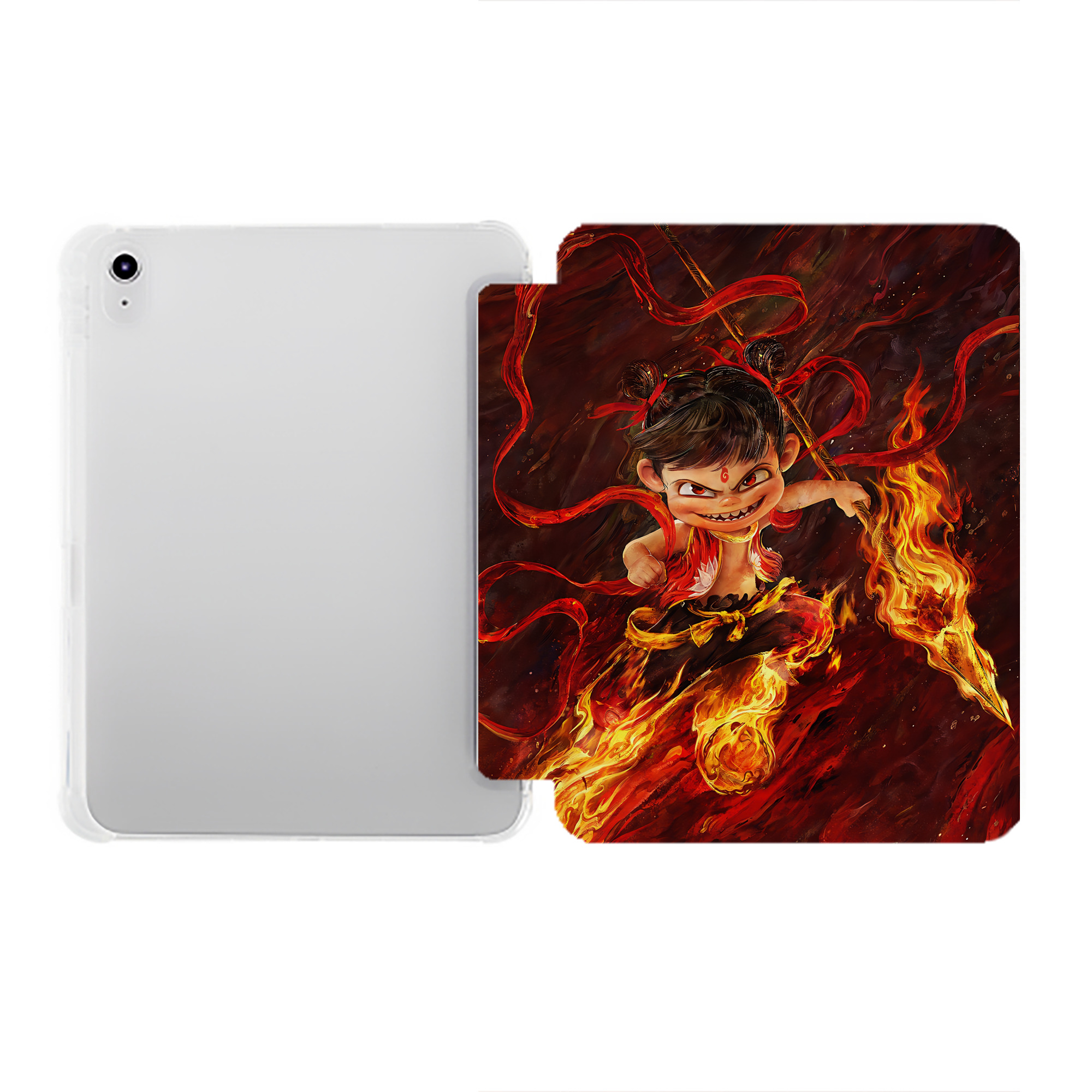 （画像用） Ne Zha 2 ナタ 魔童の大暴れ IPad ケース ペン収納付き 三つ折りスタンド PUレザー×シリコン 対応機種9.5/10.5/10.9インチ